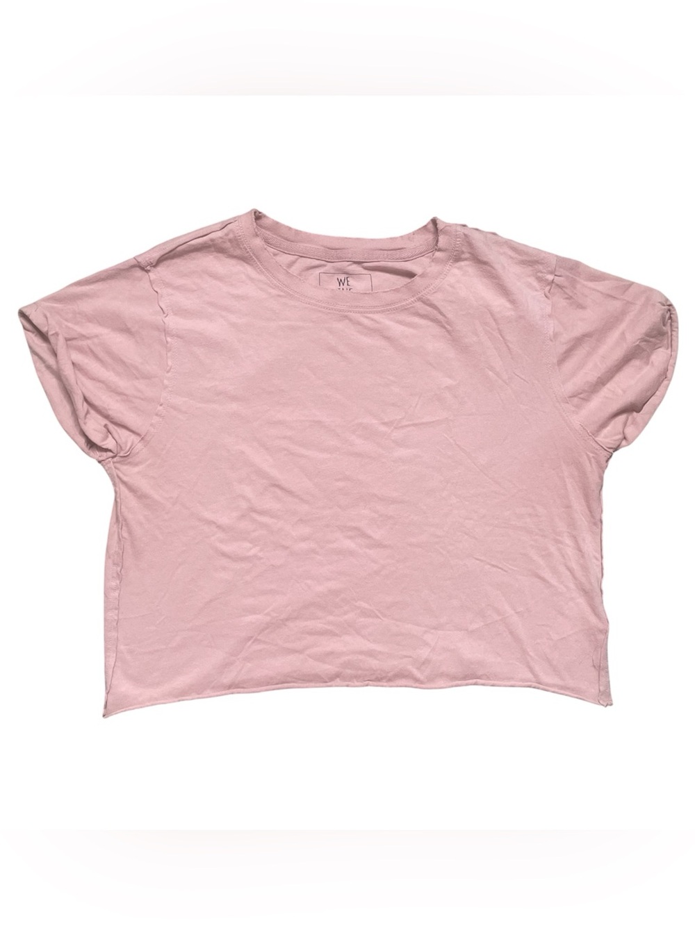 We The Free dusty pink cropped oversized t-shirt rolled sleeves 100% cotton